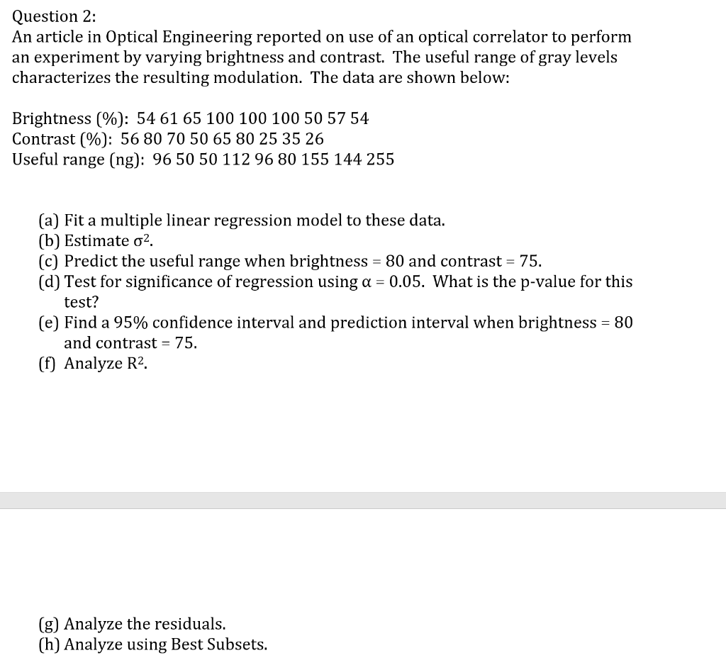 Solved (a) Fit A Multiple Linear Regression Model To These | Chegg.com