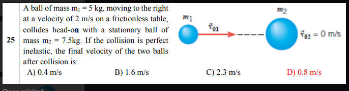 Solved A ball of mass m₁ = 5 kg, moving to the right at a | Chegg.com