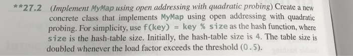 Solved **27.2 Implement MyMap using open addressing with | Chegg.com