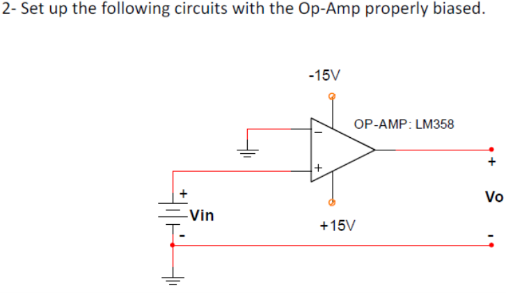 Solved 2 Set up the following circuits with the OpAmp Circuit Diagram
