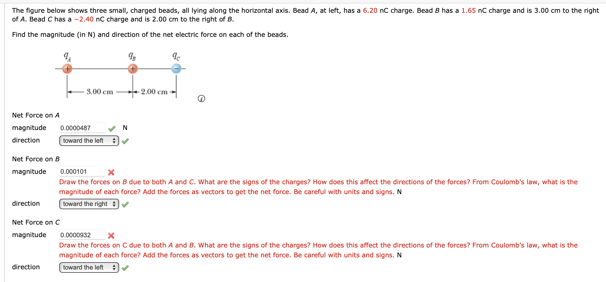 Solved The figure below shows three small, charged beads, | Chegg.com