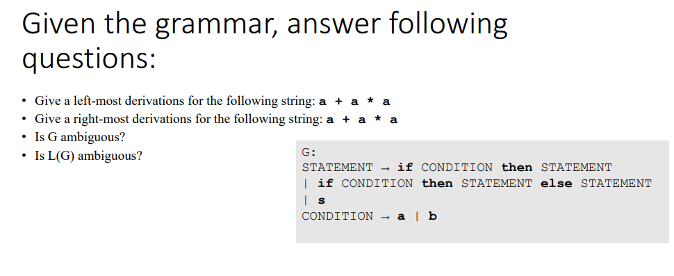 Solved Given The Grammar, Answer Following Questions: - Give | Chegg.com