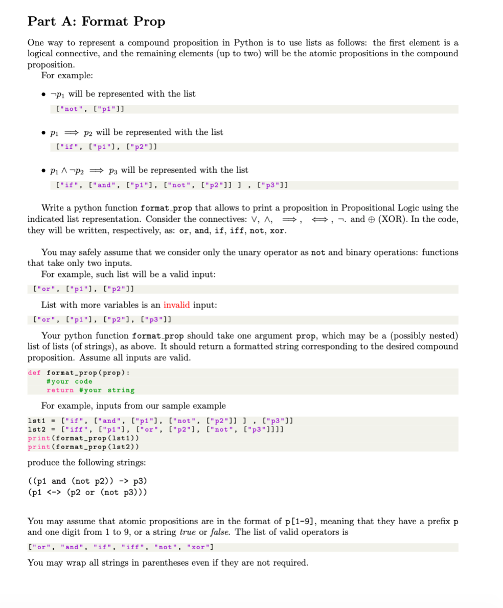 Solved Part B: Evaluate Prop Given A Proposition P Over | Chegg.com