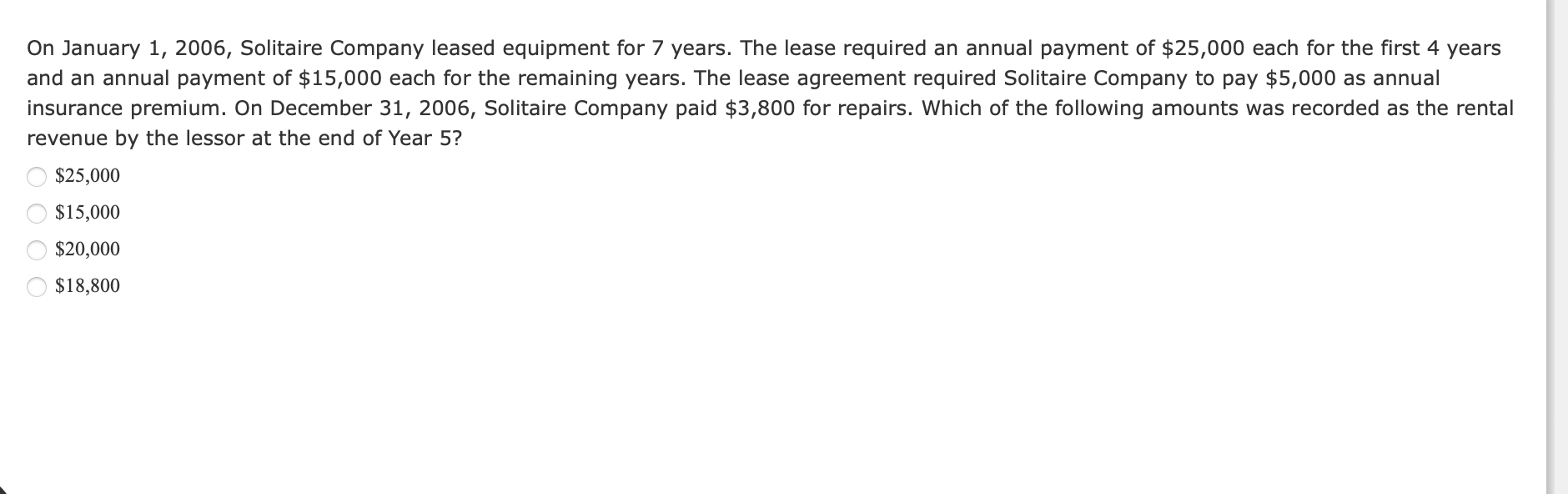 Solved On January 1, 2006, Solitaire Company leased | Chegg.com