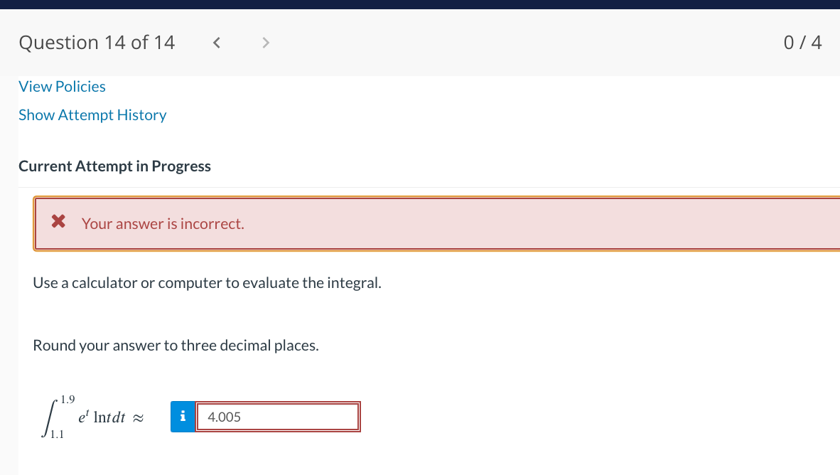 Solved Current Attempt in Progress X Your answer is | Chegg.com