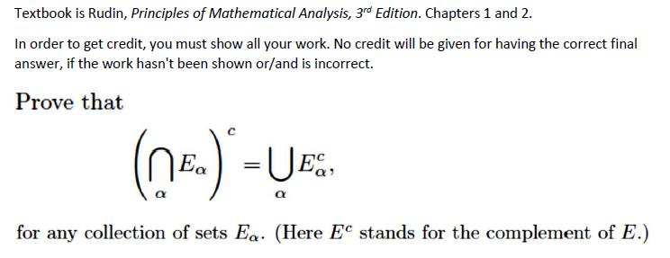 Solved Textbook is Rudin, Principles of Mathematical | Chegg.com