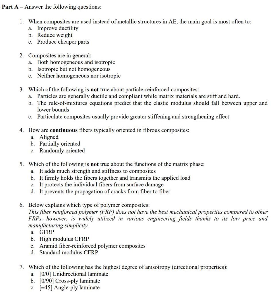 Solved Part A - Answer the following questions: 1. When | Chegg.com