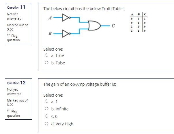 Solved Question 11 The below circuit has the below Truth | Chegg.com
