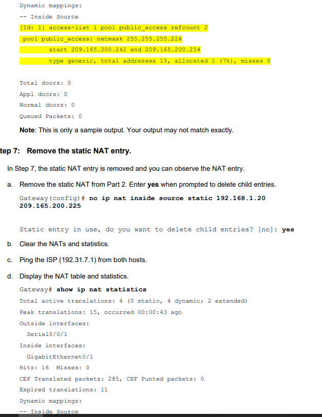 Solved Configuring Dynamic and Static NAT Topology PCA