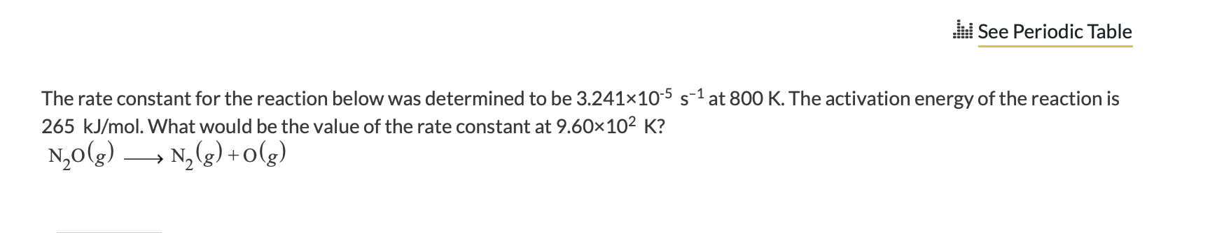 Solved The rate constant for the reaction below was | Chegg.com
