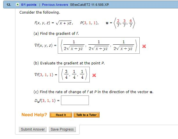 Solved 12. 0/1 points | Previous Answers SEssCalcET2 | Chegg.com