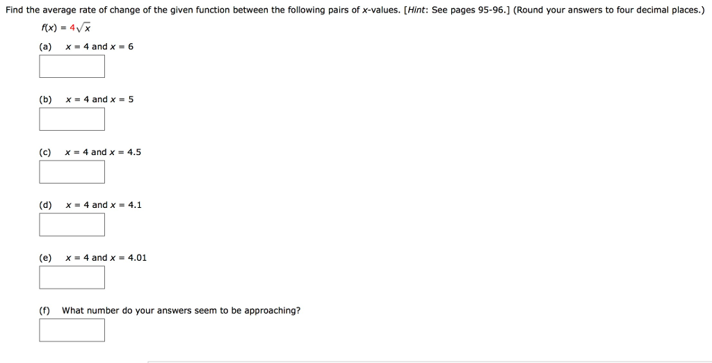 Solved Find the average rate of change of the given function | Chegg.com