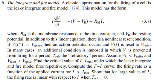 Solved The integrate and fire model. A classic approximation | Chegg.com