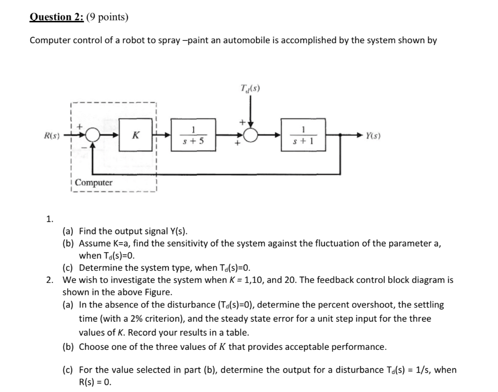 Solved Question 2: (9 points) Computer control of a robot to | Chegg.com