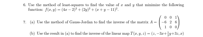 6. Use The Method Of Least-squares To Find The Value | Chegg.com