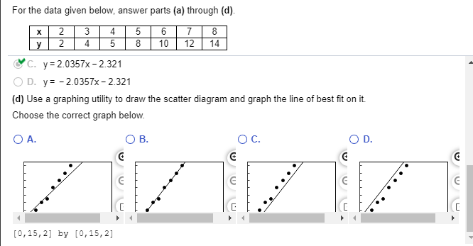 Solved For the data given below, answer parts (a) through | Chegg.com