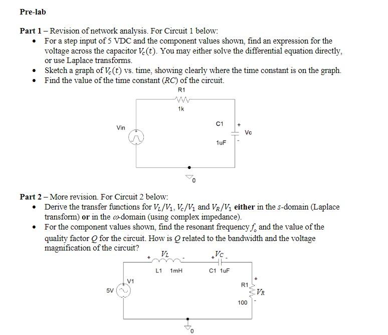 Solved Part 1 Revision of network analysis. For Circuit 1