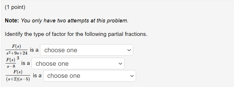 Solved Note: You only have two attempts at this problem. | Chegg.com