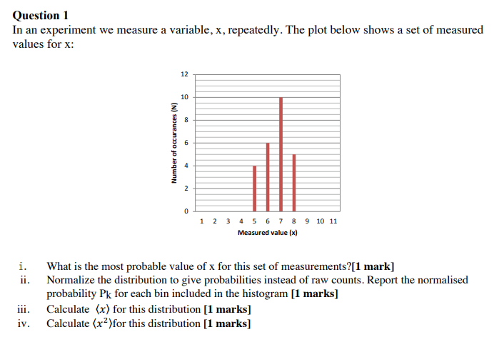 Solved Question 1 In an experiment we measure a variable, x, | Chegg.com