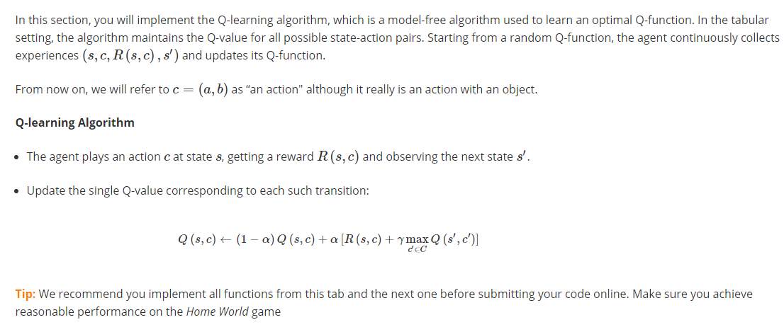 In this section, you will implement the Q-learning | Chegg.com