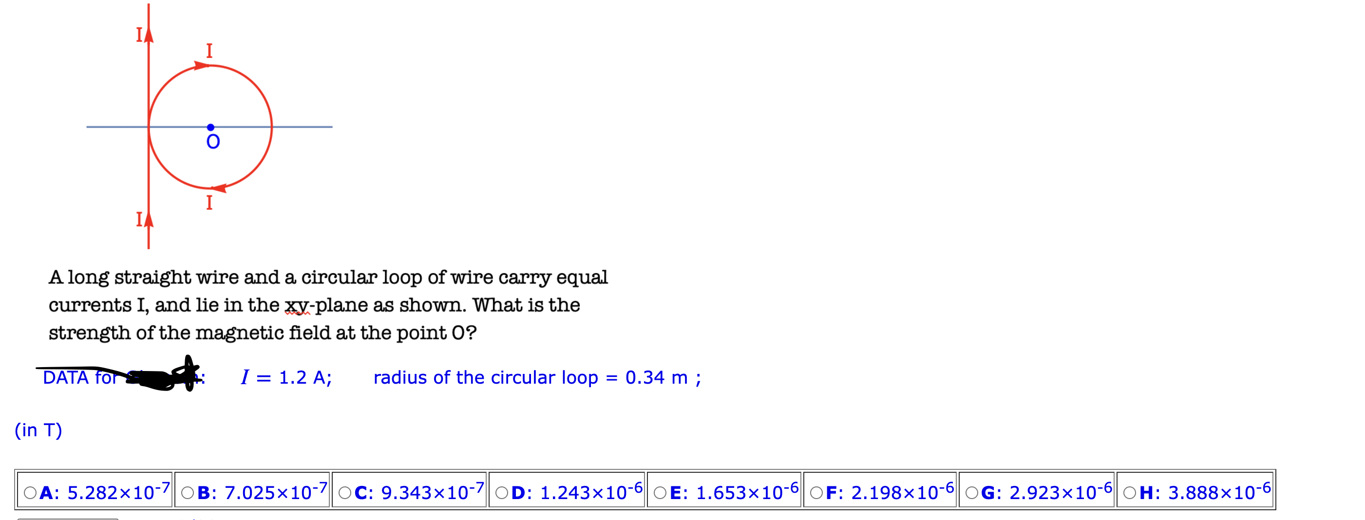 Solved A long straight wire and a circular loop of wire | Chegg.com