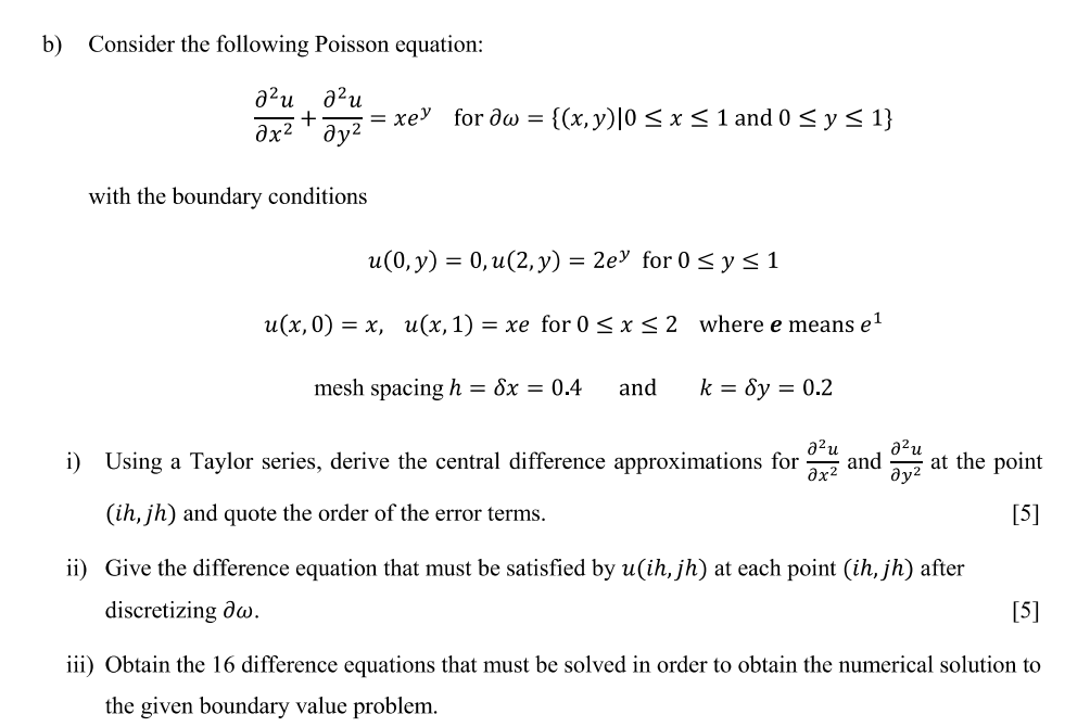 Solved b) Consider the following Poisson equation: a2u 22u + | Chegg.com