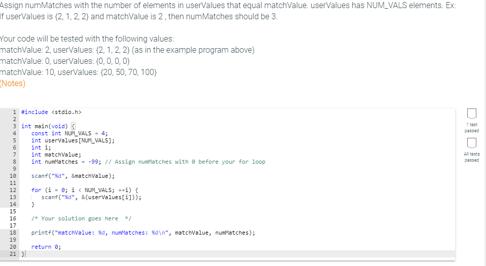 Solved: Assign numMatches with the number of elements in u