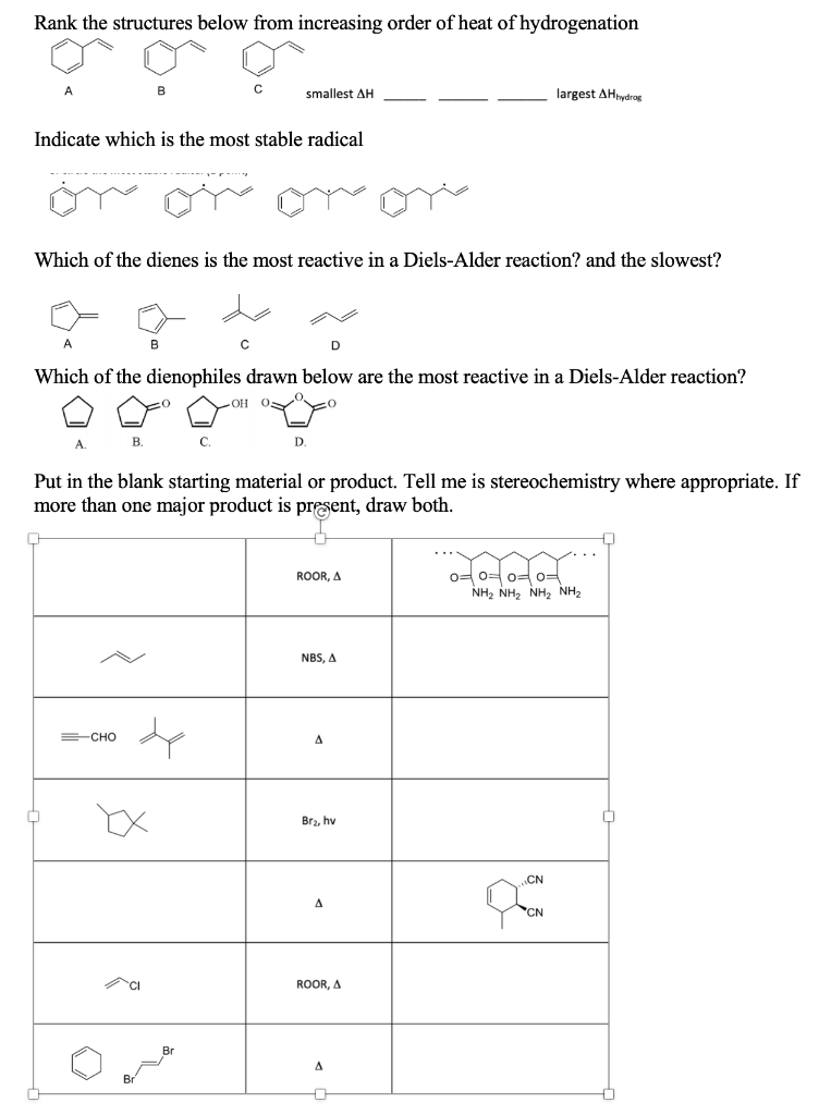 Solved Rank the structures below from increasing order of | Chegg.com