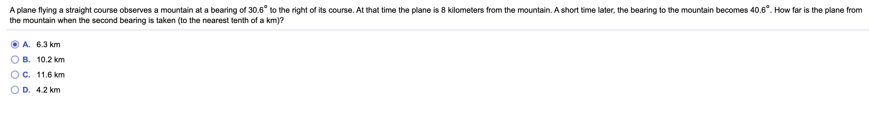 Solved A Plane Flying A Straight Course Observes A Mountain | Chegg.com