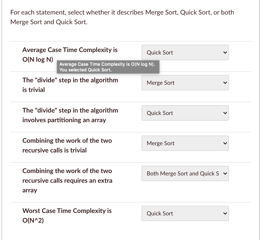 Solved For Each Statement, Select Whether It Describes Merge | Chegg.com