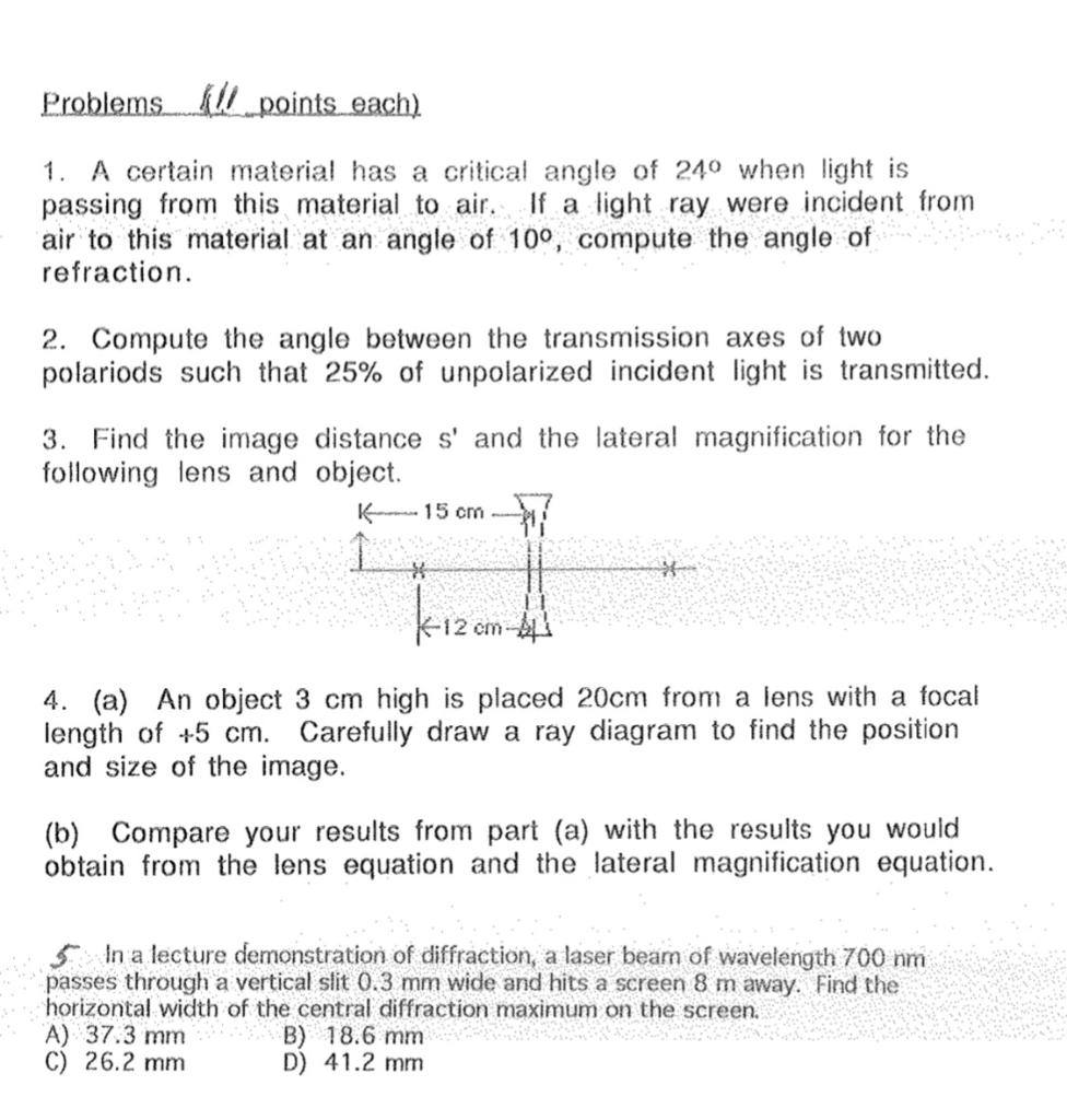 Solved Problems all points each) 1. A certain material has a | Chegg.com