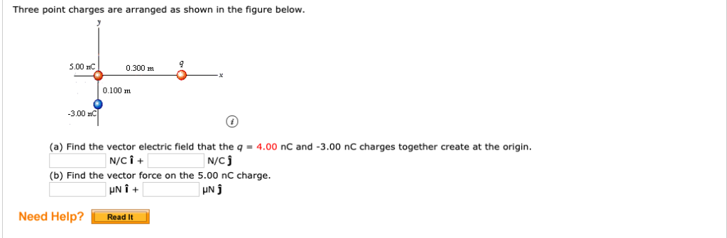 Solved Three Point Charges Are Arranged As Shown In The | Chegg.com