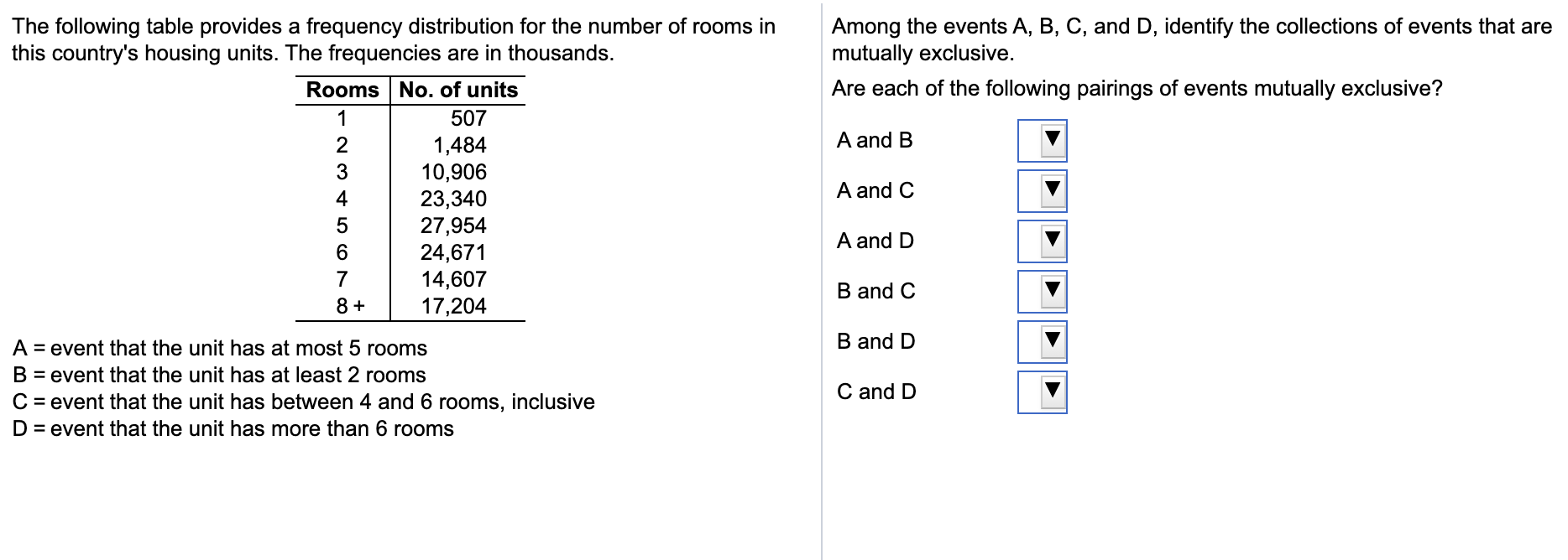 Solved Among The Events A, B, C, And D, Identify The | Chegg.com