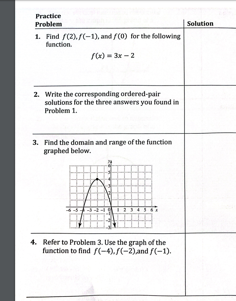 Solved f(x)=3x−2 2. Write the corresponding orderedpair