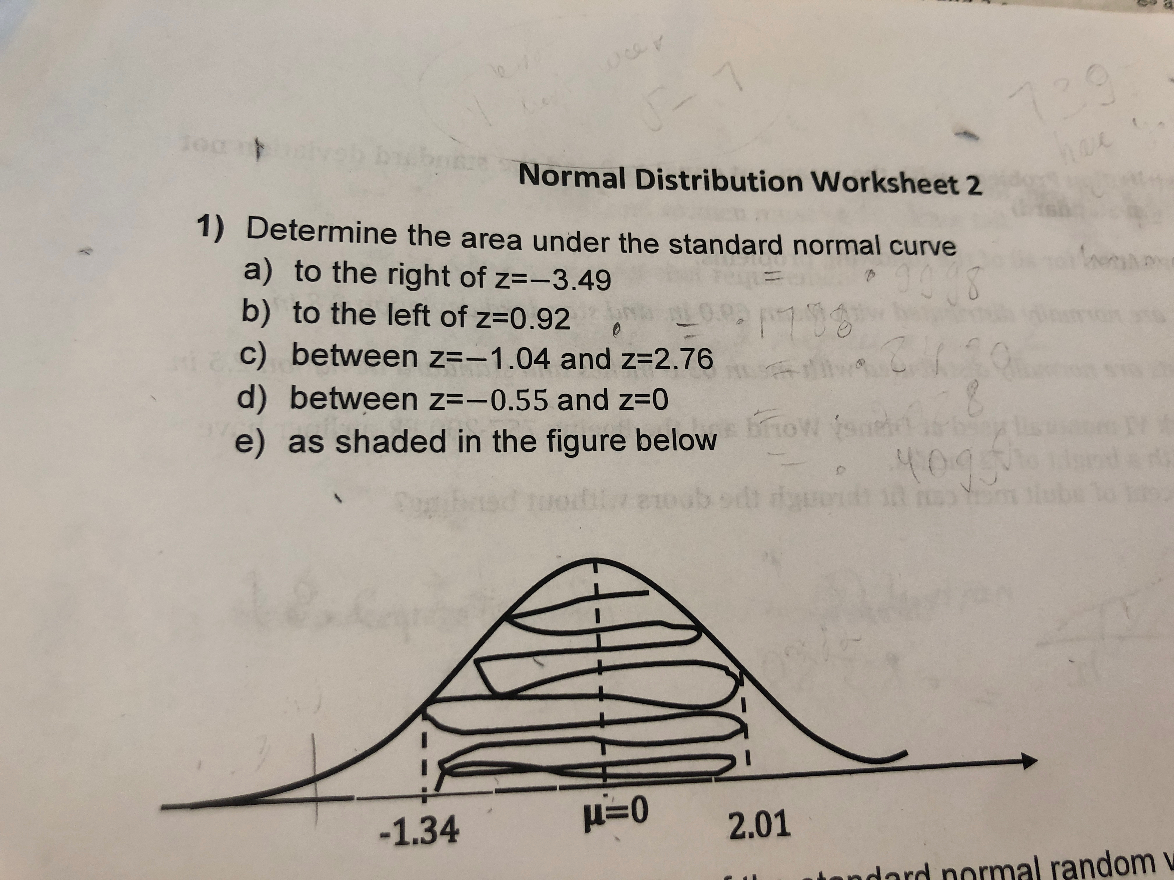 Solved determine the area under the standard normal curve | Chegg.com
