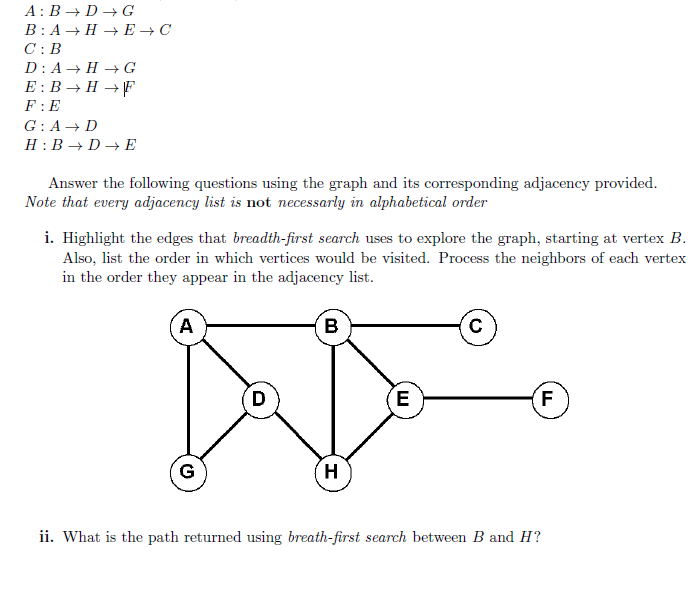 Solved A:B D G B: A + H + E +C C:B D:A + H+G E:B+H+F F:E G: | Chegg.com