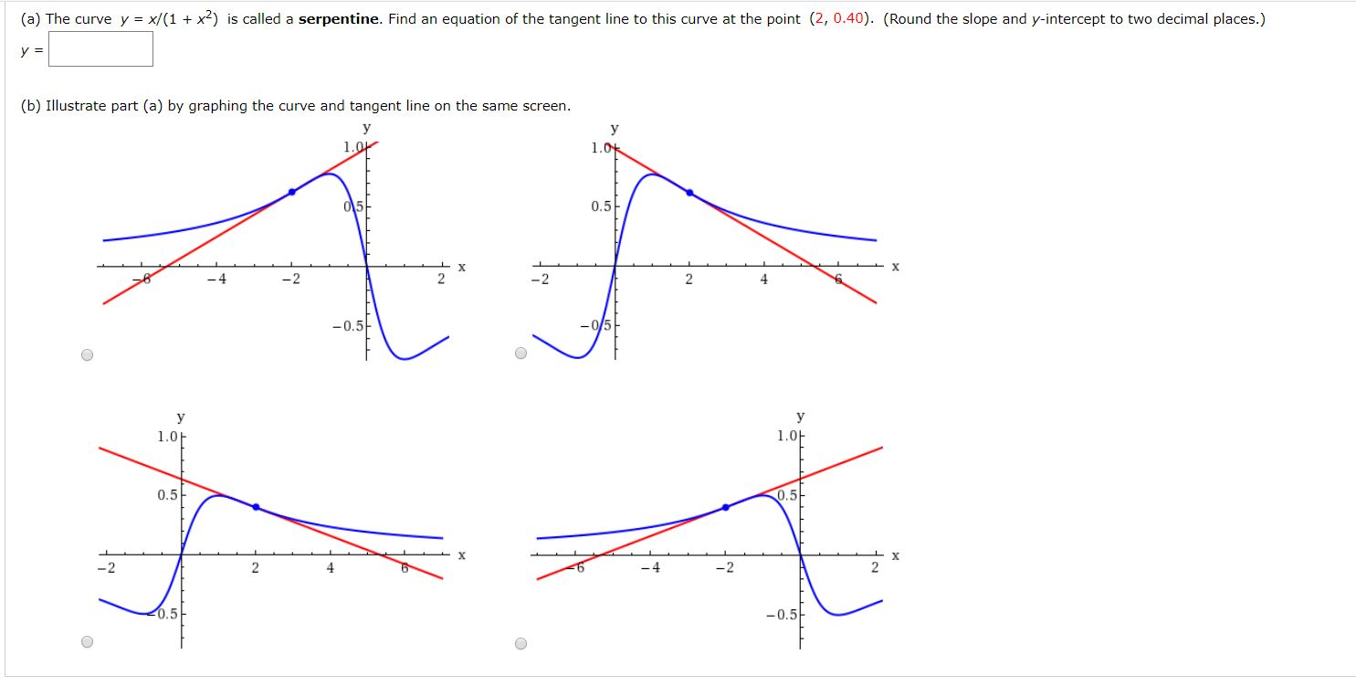 A The Curve Y X 1 X2 Is Called A Serpentine Chegg Com