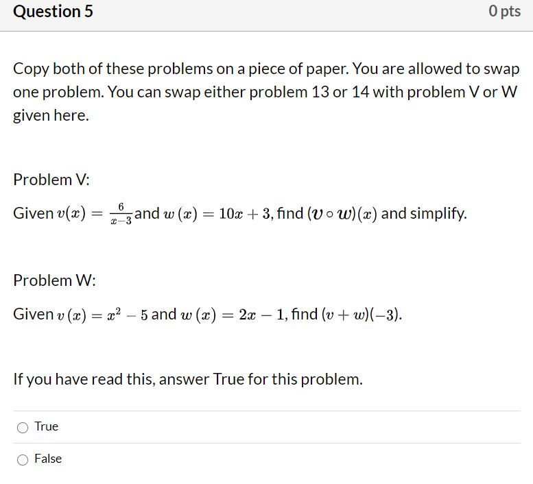 Solved Question 5 O pts Copy both of these problems on a | Chegg.com
