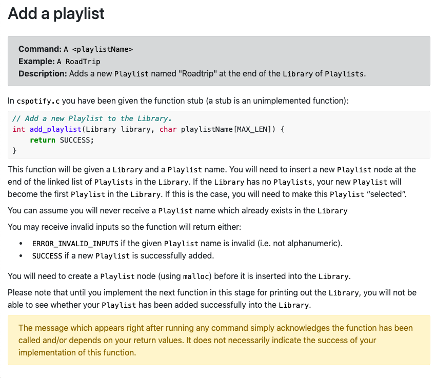 Add a playlist Command: A Example: A Road Trip | Chegg.com