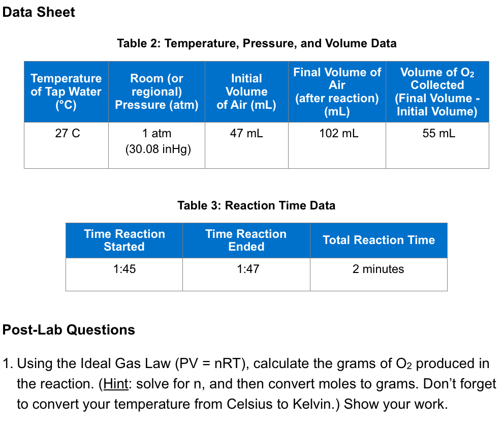 Solved Using The Ideal Gas Law (PV = NRT), Calculate The | Chegg.com