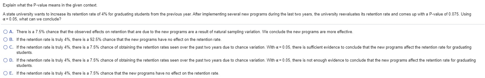 Explain What The P Value Represents