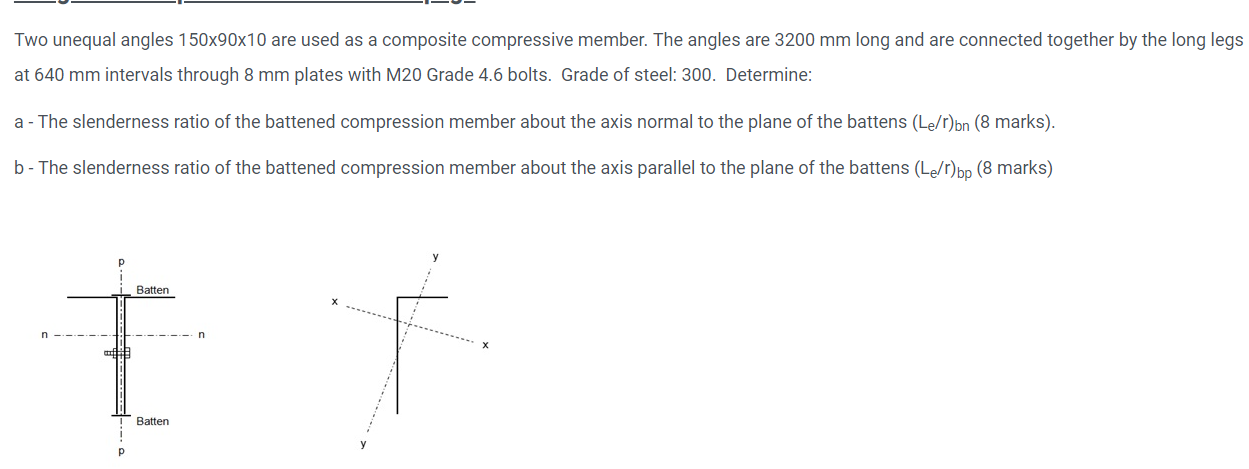Two unequal angles 150x90x10 are used as a composite | Chegg.com