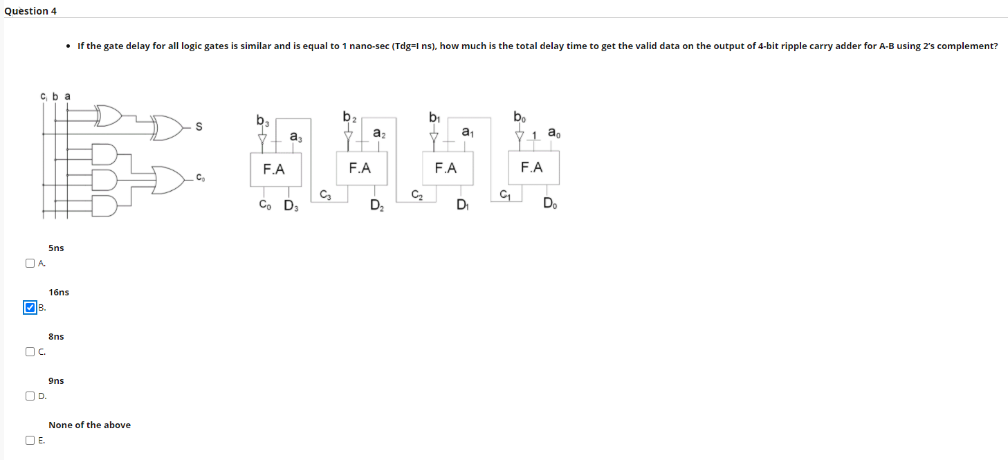 Solved Question 4 • If the gate delay for all logic gates is