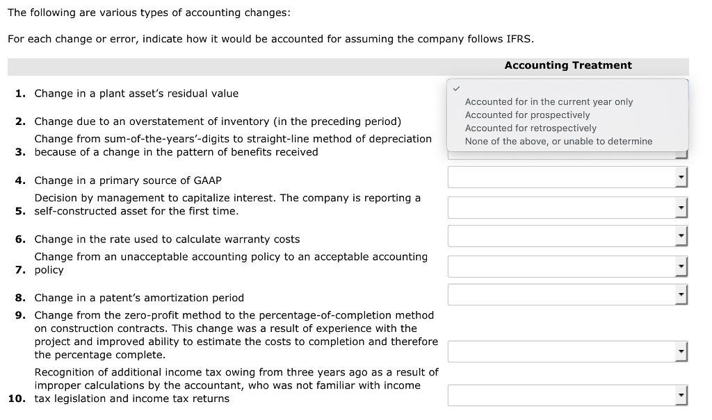 Solved The following are various types of accounting | Chegg.com