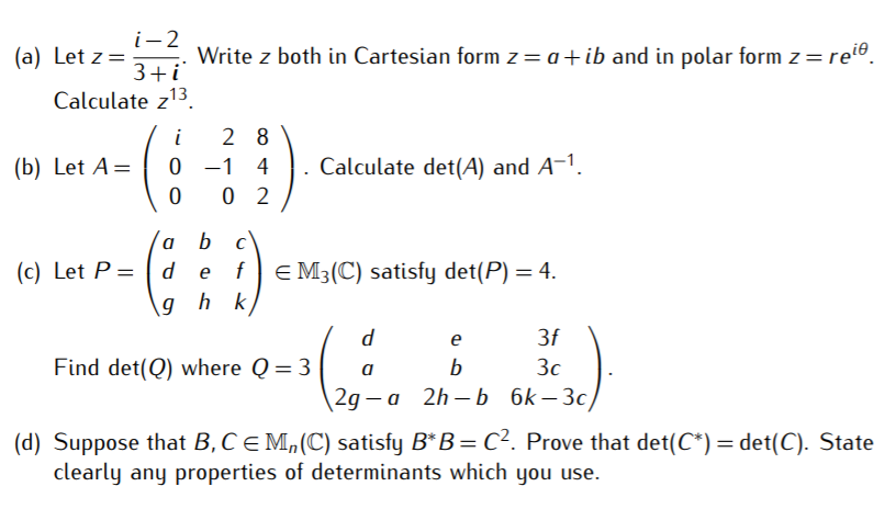 Solved i-2 (a) Let z= Write z both in Cartesian form z=a+ib | Chegg.com