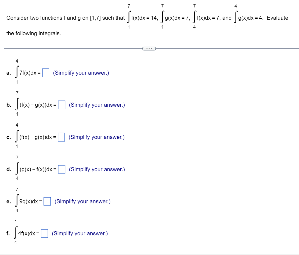 Solved Consider Two Functions F And G On [1,7] Such That The | Chegg.com