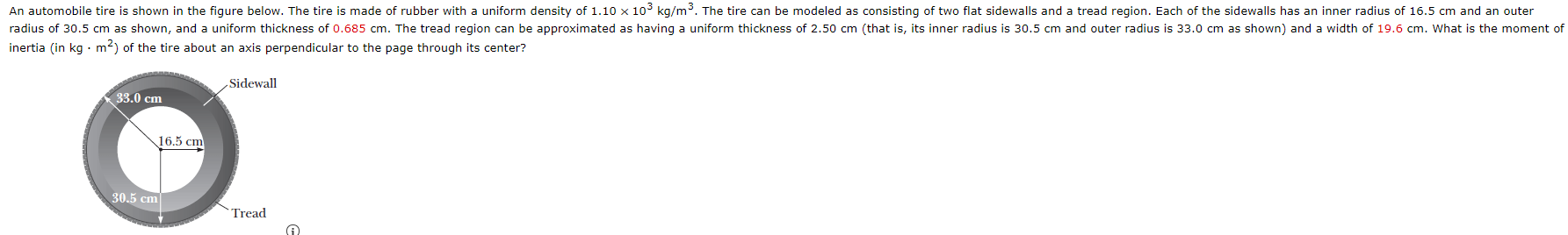 Solved An automobile tire is shown in the figure below. The | Chegg.com