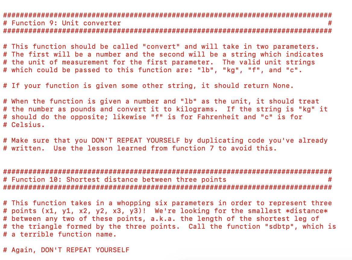 Solved # I have provided a test file for you to run to | Chegg.com