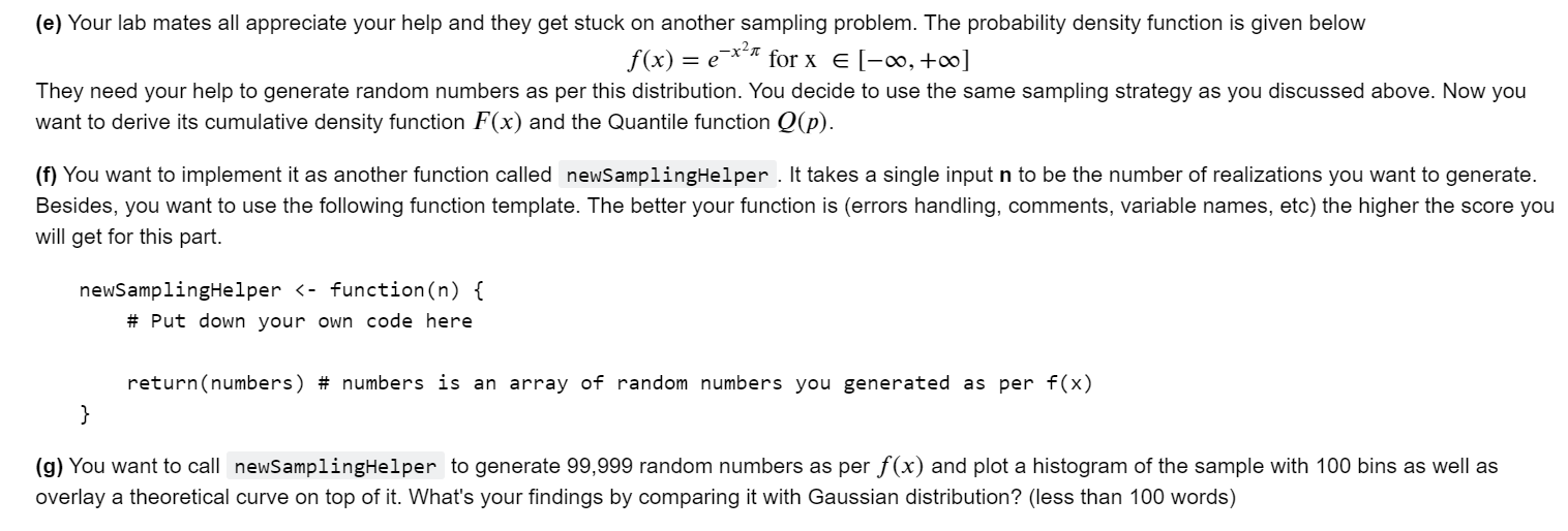 Solved (e) Your lab mates all appreciate your help and they | Chegg.com