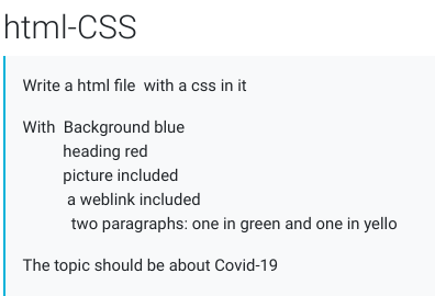 Solved html-CSS Write a html file with a css in it With | Chegg.com